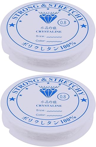 Amaney - Cuerda elástica de 0.031 pulgadas, cuerda elástica de cristal para pulseras, cuentas y fabricación de joyas, color blanco