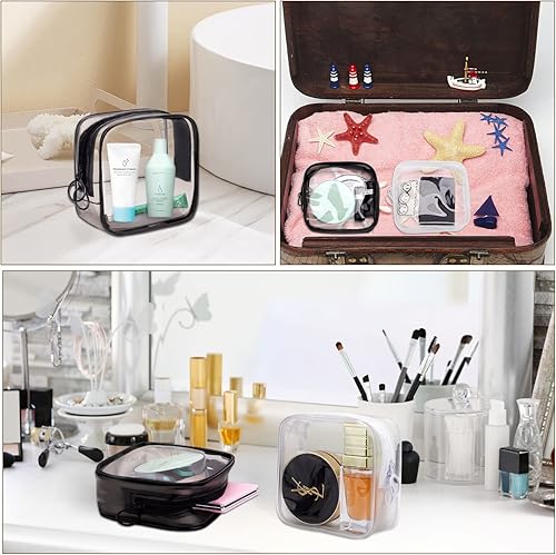 Miniatura 5 de LYroo Pequeña bolsa de maquillaje transparente con cremallera, bolsa de maquillaje, pequeña bolsa de cosméticos para bolso, artículos esenciales,