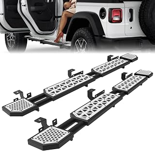 Running Boards Fit for Jeep Wrangler JL 2018-2025 Side Steps for JL 4 Door 7 Inch Rock Rail Steps DIY Painting White Panel Carbon Steel Rock Sliders
