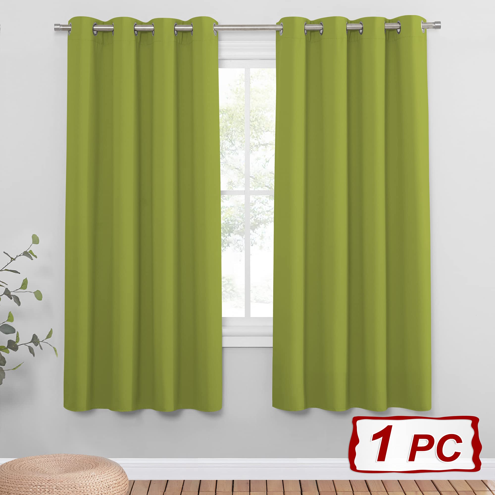 PONY DANCE Tende Cameretta Bambini - Tenda Oscurante da Interno Tende con Anelli Tende Termiche Isolanti per Interni Tenda Camera da Letto Tenda Verde 1 Pezzo L 140 x A 180 cm