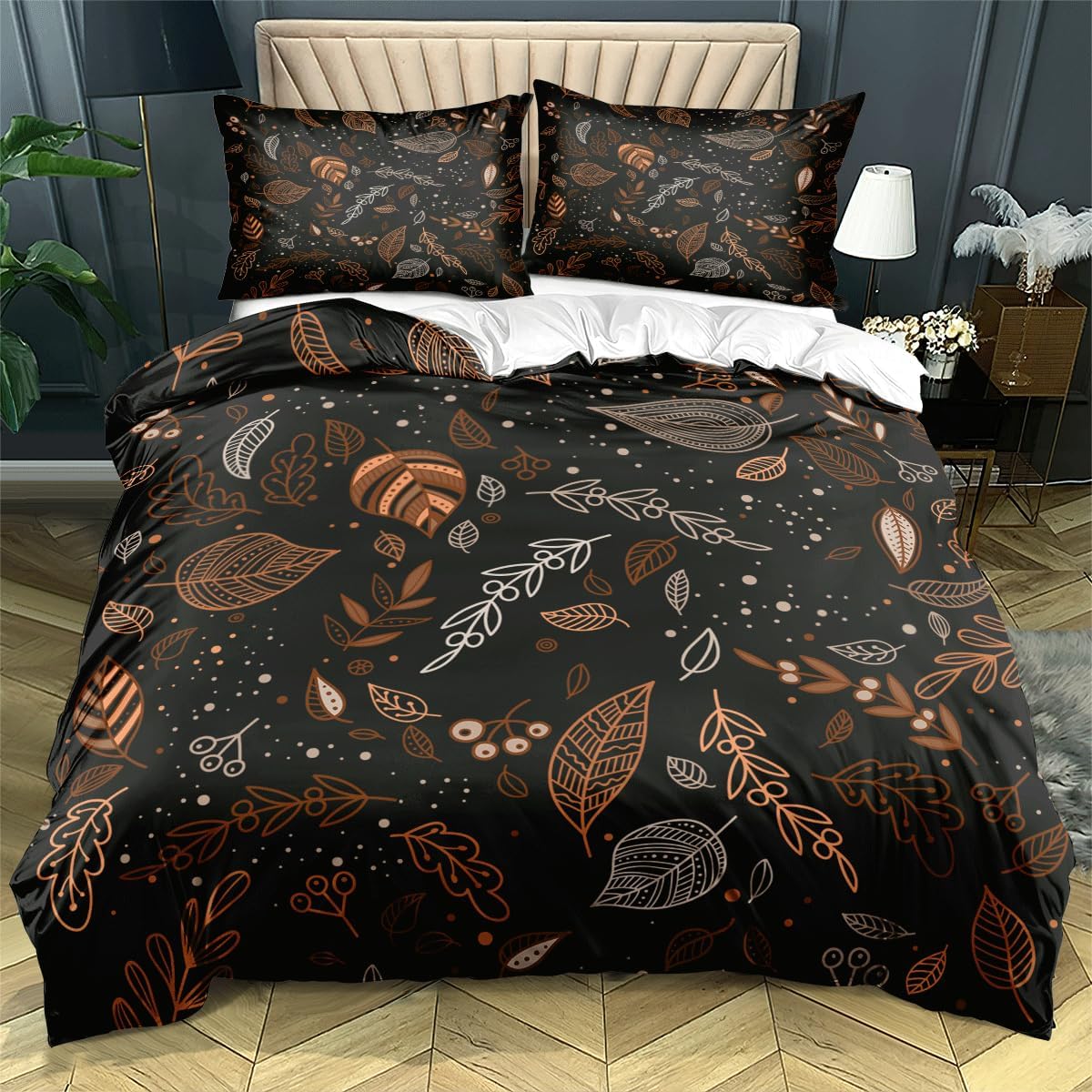 Boho Duvet Cover Set Queen Size Floral Bedding Sets - 3 Pieces Flowers Bedding Duvet Cover Set, 1 Duvet Cover and 2 Pillow Shams - 90x90 inches