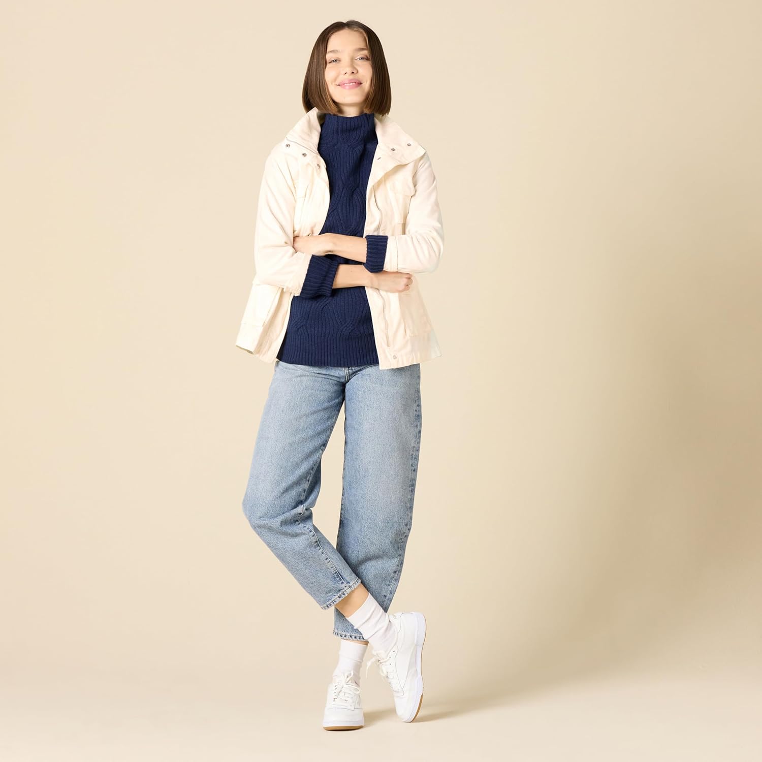 Amazon Essentials Women's Winter Long-Sleeve Sweater, Soft Touch Funnel Neck Cable Knit - Image 4