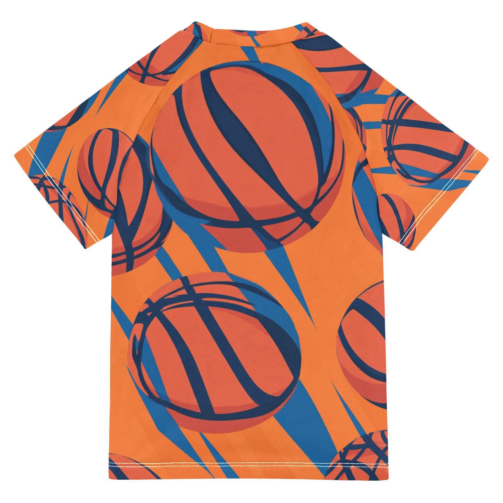 Jucciaco Boys Swing Shirts Basketball Ball Sport Orange Rashguard Short Sleeve Kids T-Shirts Sun UPF 50+