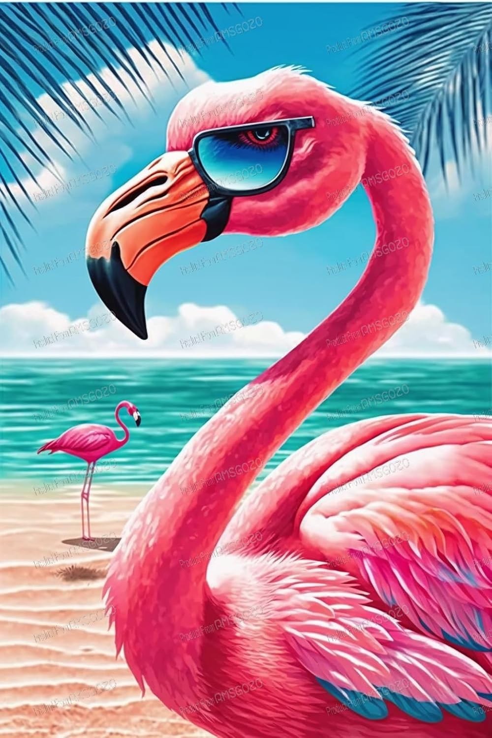 Animal 1000 Pieces Puzzles for Adults - Beach Flamingo - Comes with A Poster - Do It Yourself Jigsaw Puzzle - Unwind from Daily Life, Fun and Challenging for Adults and Family