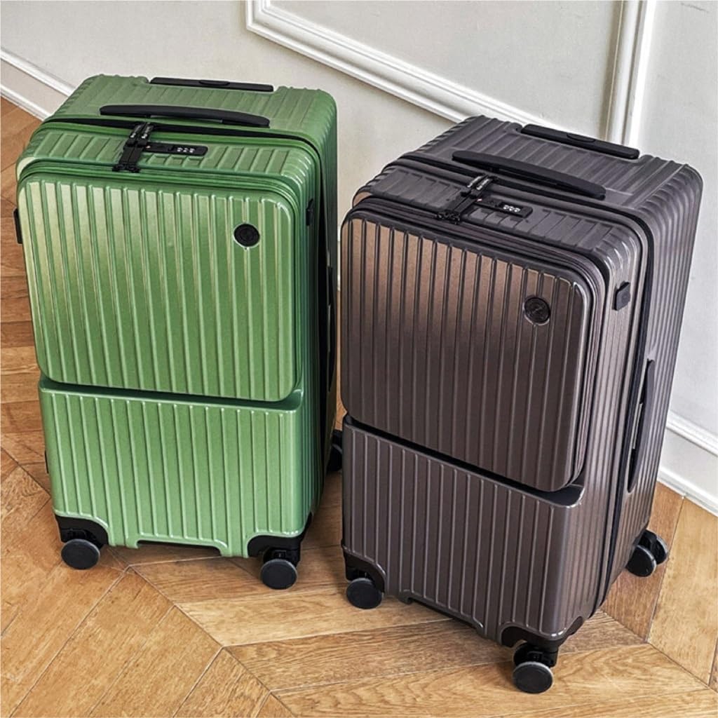 [JPWYLY] スーツケース 軽量 多機能フロントオープン荷物、大容量、丈夫で耐久性のある厚みのある機内持ち込みスーツケース スー