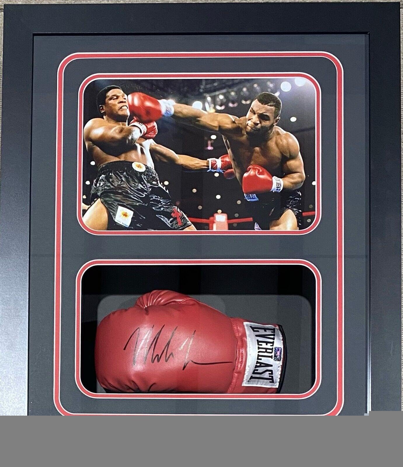 Mike Tyson Signed Glove Shadow Box Mike Tyson Hologram Authentic Berbick - Autographed Boxing Gloves