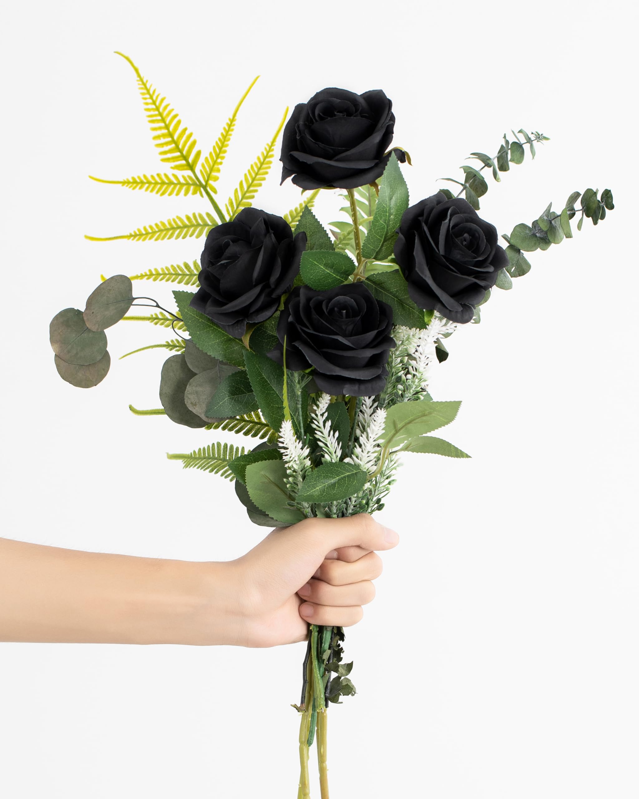 Tifuly Fiori artificiali, 12 pezzi a stelo singolo lungo finti fiori di seta di rose finte bouquet da sposa realistici per matrimoni, casa, decorazione da tavolo centrotavola (boccioli rose, bianco