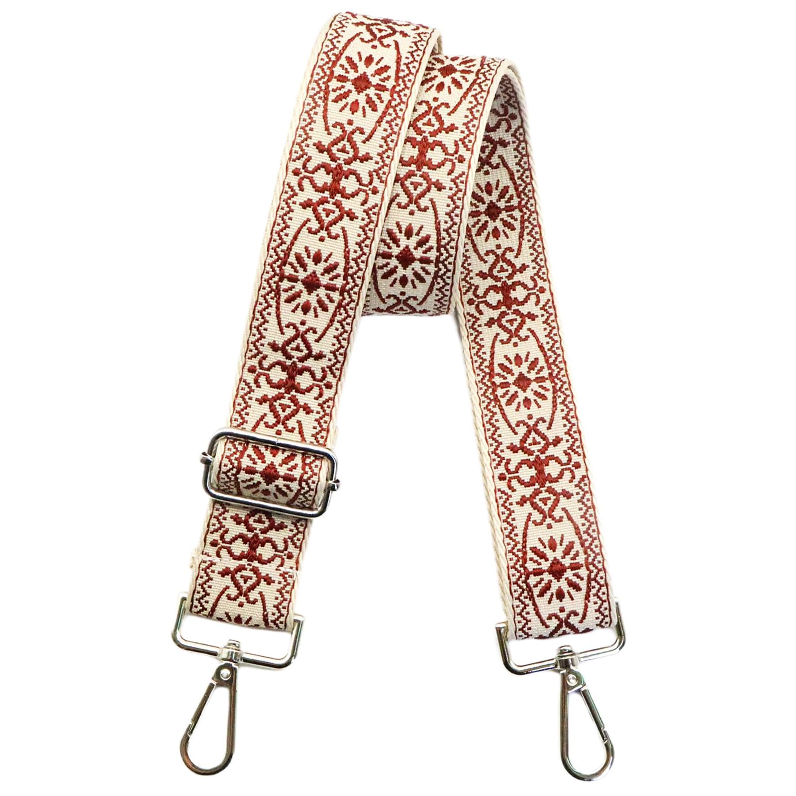 LEMEDE Purse Strap Adjustable Replacement Crossbody Bag Strap Retro Jacquard Embroidery Shoulder Straps for Canvas Bag