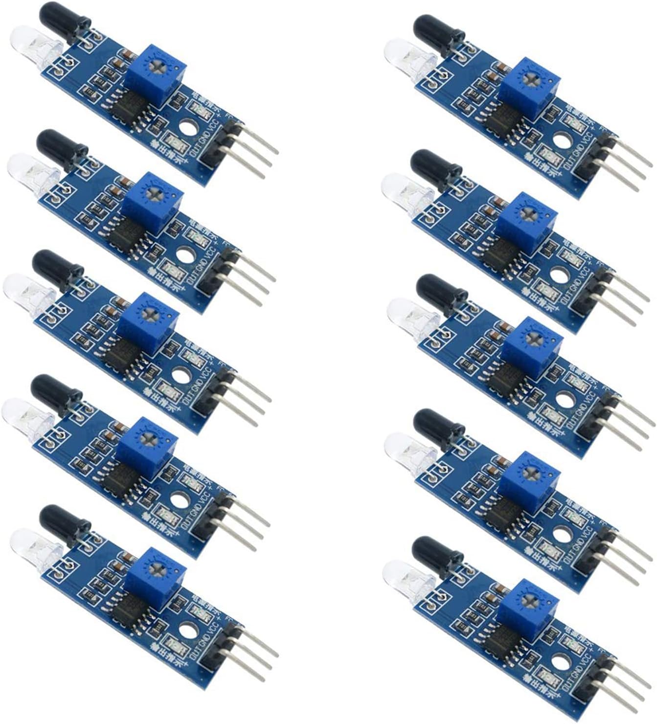 10 Pieces IR Infrared Obstacle Avoidance Sensor Module for Arduino Smart Car Robot 3-Wire Reflective Photoelectric for Arduino Smart Car Robot