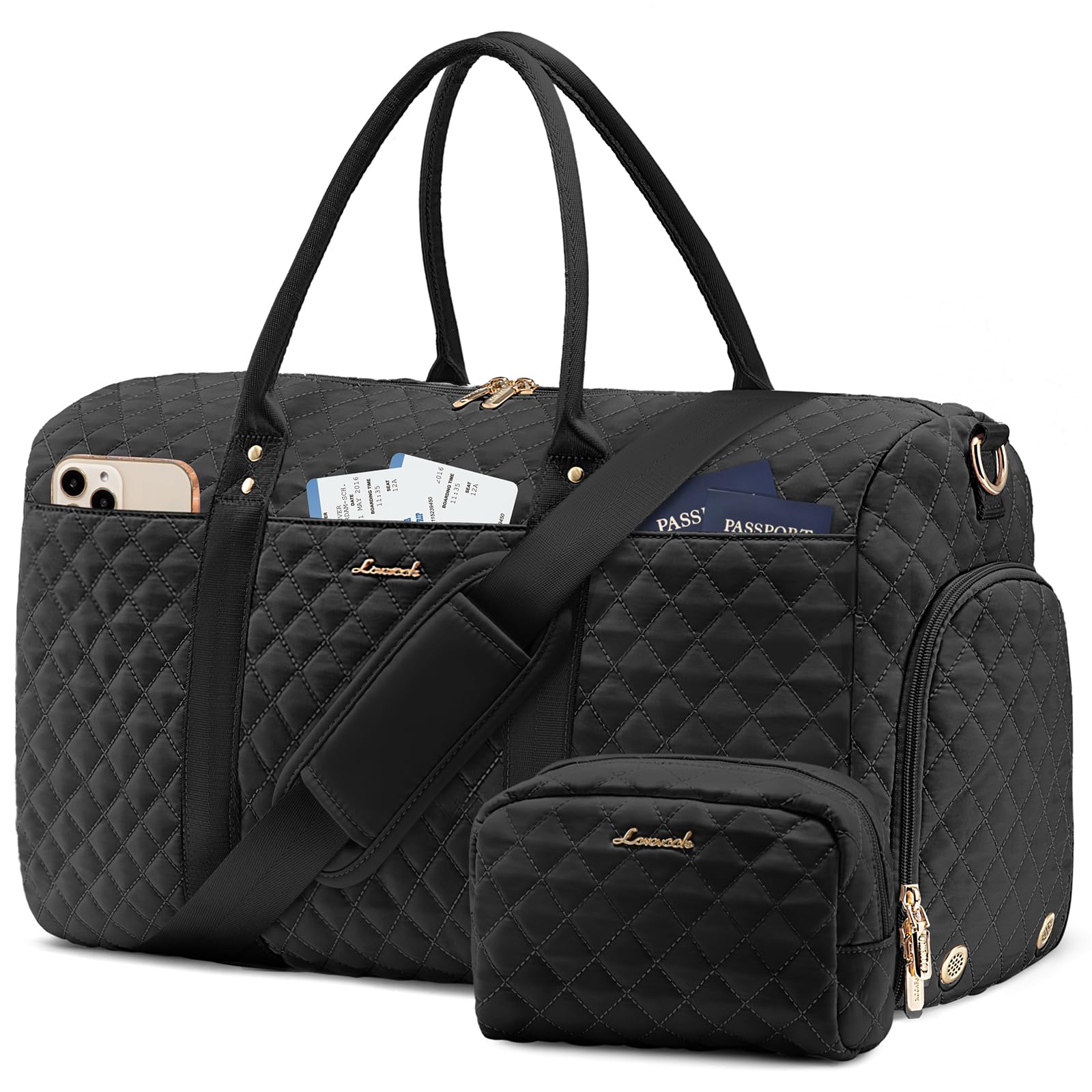 Bolsa de viaje con compartimento para zapatos, bolsas de fin de semana para mujeres con bolsa de aseo personal, bolsa de lona para gimnasio con bolsillo húmedo, bolsas de hospital para