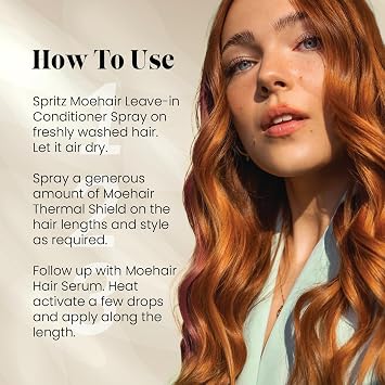 MOEHAIR Leave-in Conditioner (12 Fl. Oz), Heat Protection Spray for hair (8 Fl. Oz) and Frizz Ease Serum (3.34 Fl. Oz) | Sulfate & Paraben Free