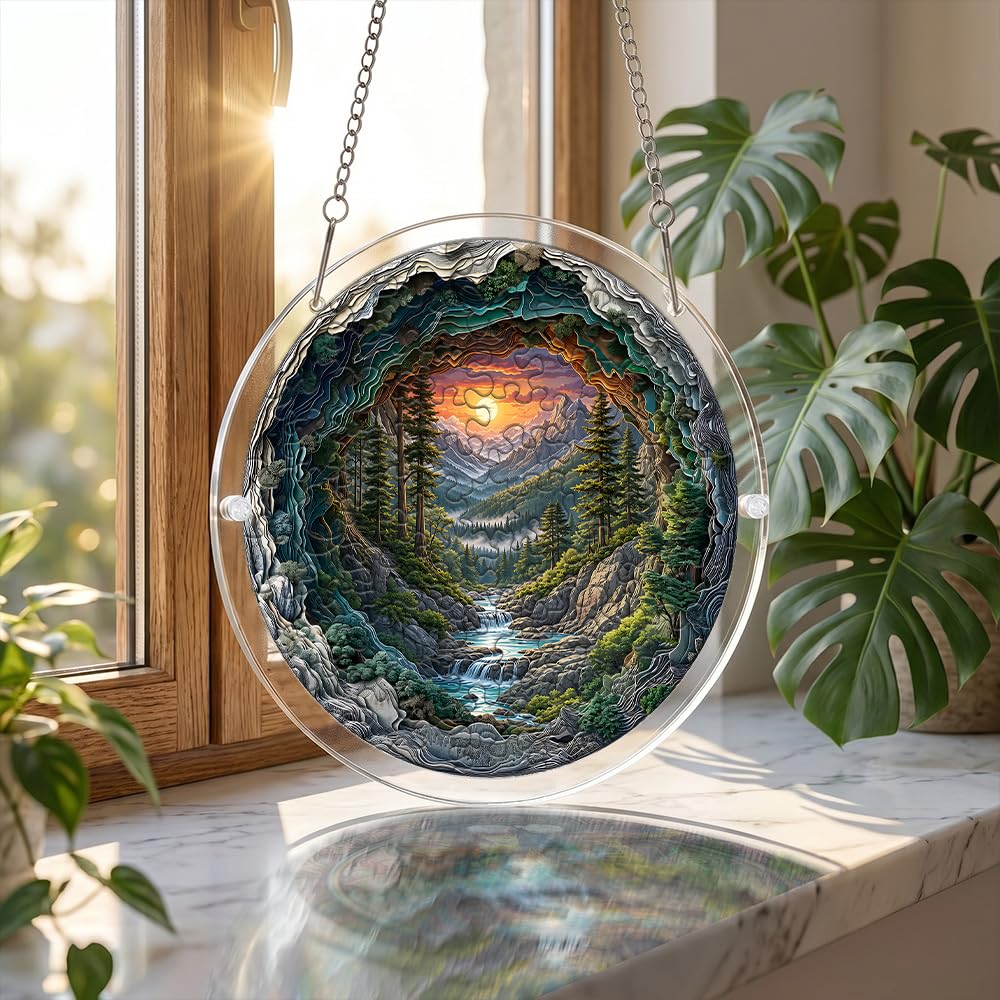 Acrylic Jigsaw Puzzle Suncatcher - Stained Glass Decor -8