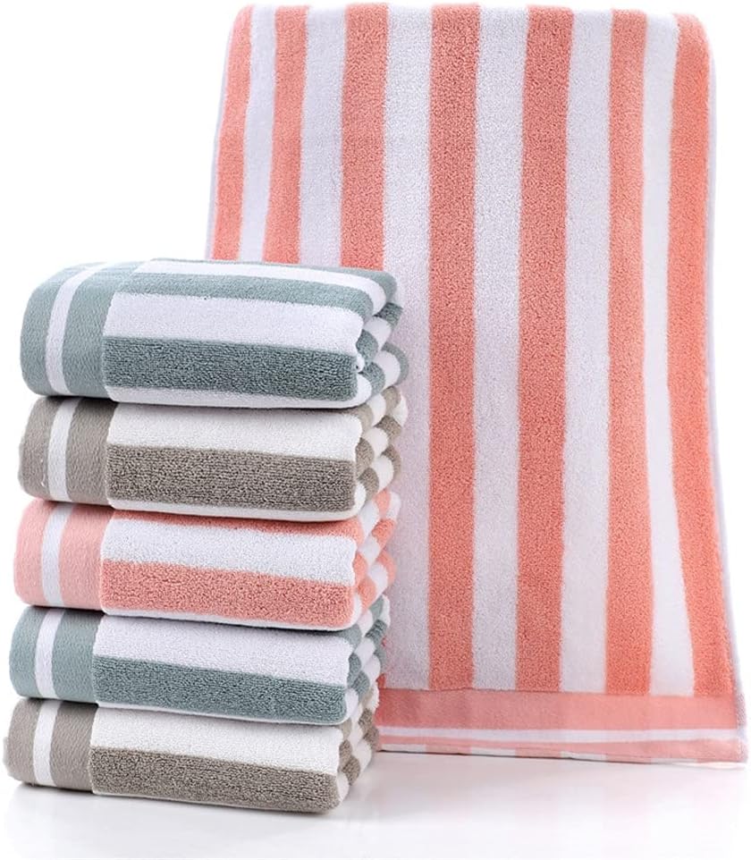 Color Strip Absorbent Towel Plain Face Wash Towel Adult Couple Absorbent Large Face Towel(D)