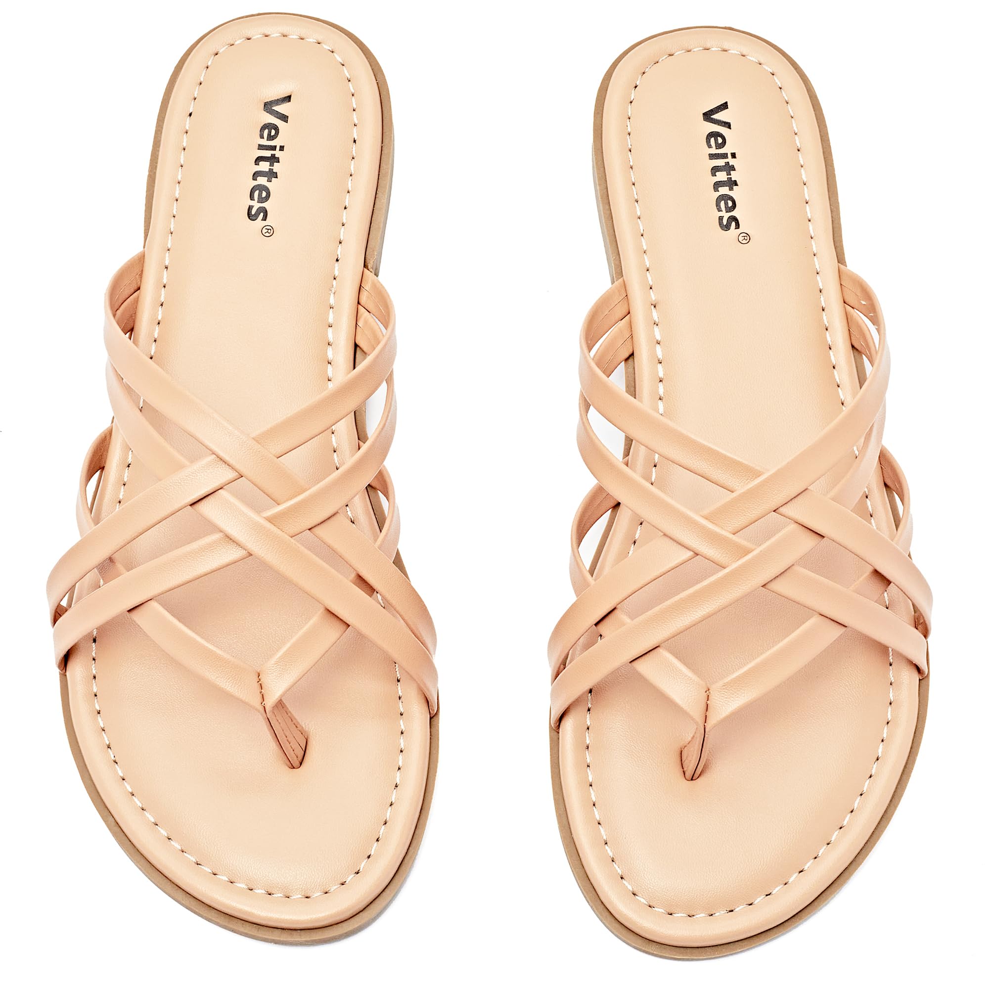 VeittesWomen's Flat Slide Sandals - Fashion Comfort Cute Flat Summer Shoes.