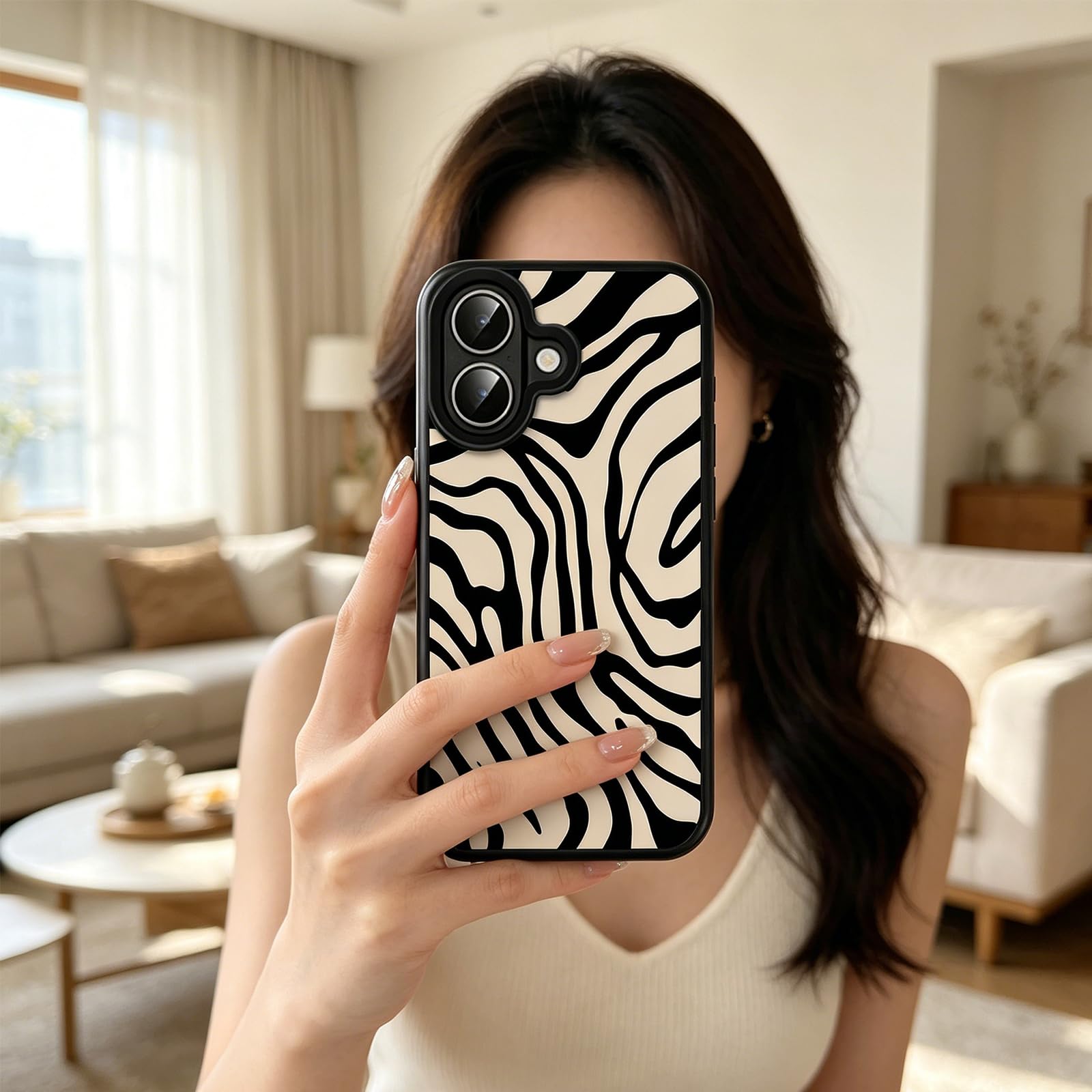 Custodia magnetica per iPhone, compatibile con ricarica wireless, resistente ai graffi e durevole, per l'uso quotidiano, protezione sottile e leggera, design creativo (strisce zebrate, iPhone 17)