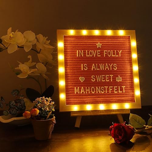 Miniatura 2 de Tablero de letras de fieltro degradado con soporte, luces LED integradas con soporte de trípode y colgador de montaje en pared para decoración del
