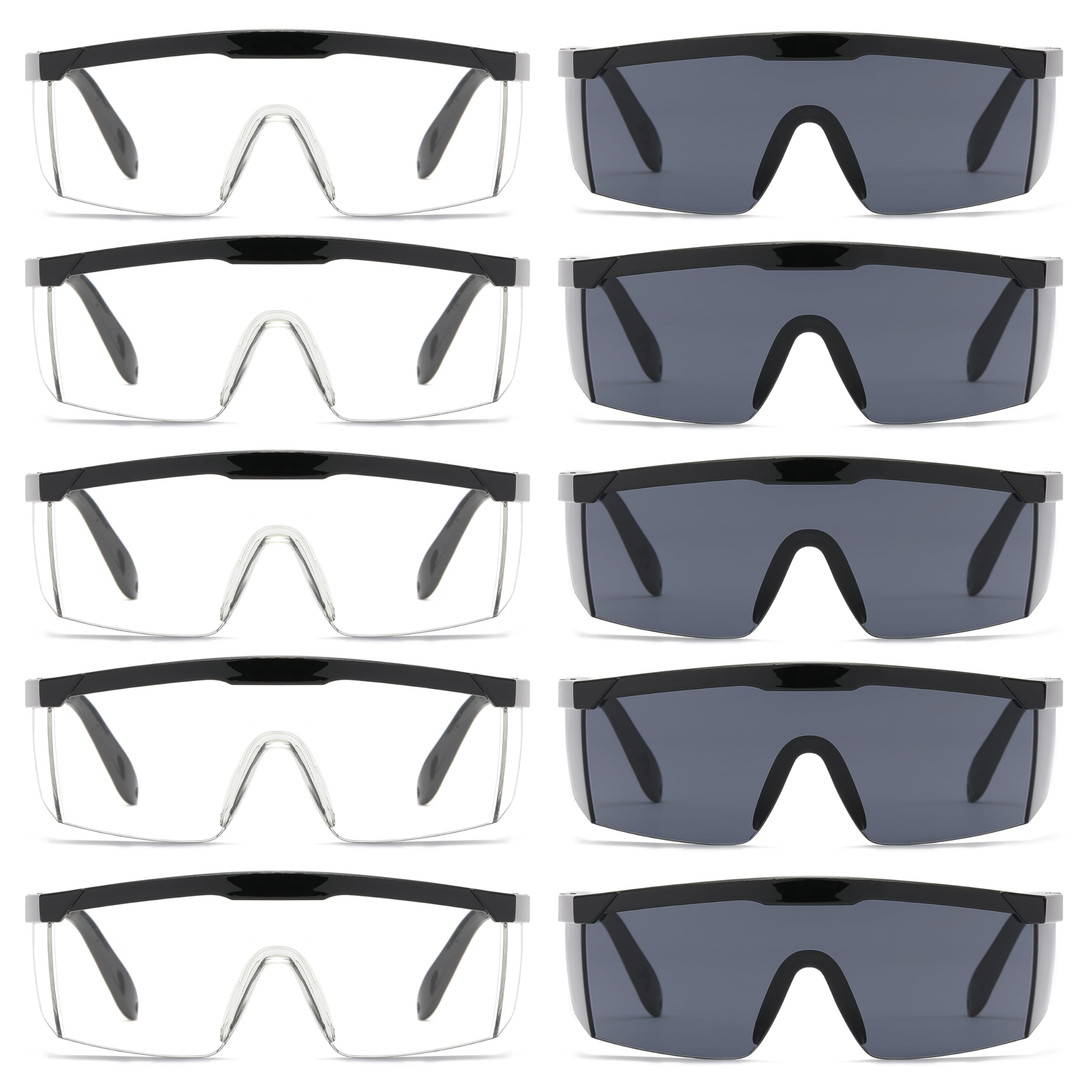 OWL Gafas de seguridad ajustables laterales para hombre, sin arañazos y resistentes a los impactos, protección UV400, lente recubierta de policarbonato, paquete de 10