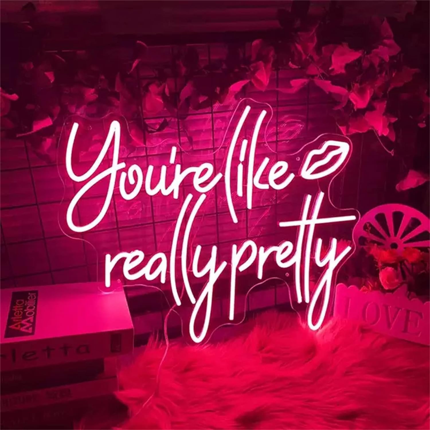KIJyfgTR LED Neon Signage Pink LED Party Decoration USB Neon Window Wall Mount Illuminated Sign With Switch 50X40cm