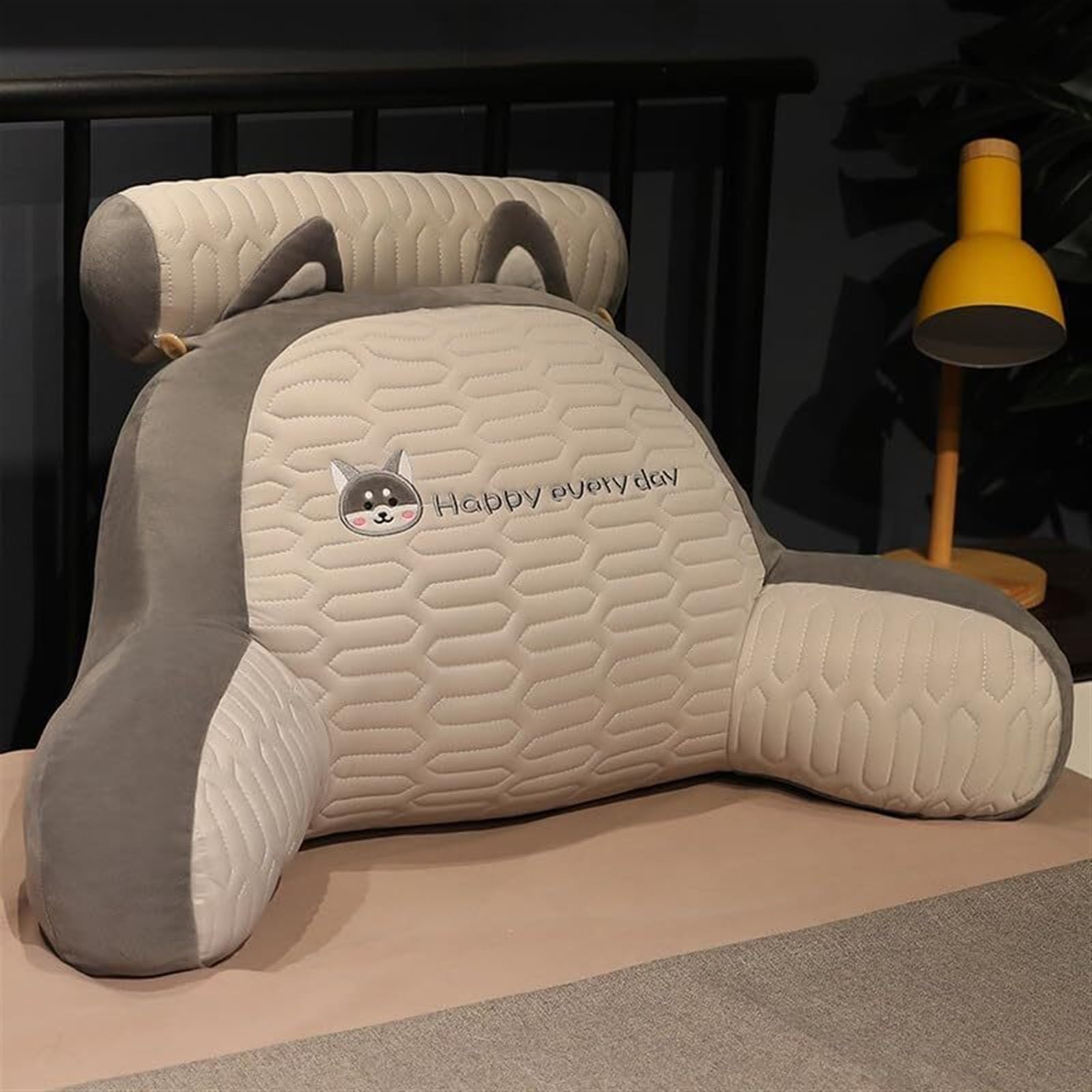 MYXJX back support cushion, Bed Chair Back Support Cushion Relieves Fatigue Backrest Pillow Fluffy Comfortable Pillows(Grey,75 * 50CM)