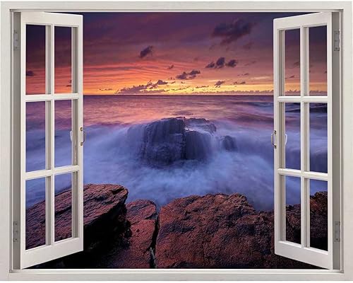 Miniatura 6 de Pegatinas de vista al mar para Pared De Cuarto, marco de ventana, con citas para despegar y pegar, mural de puerta de baño (43.3 pulgadas de ancho x