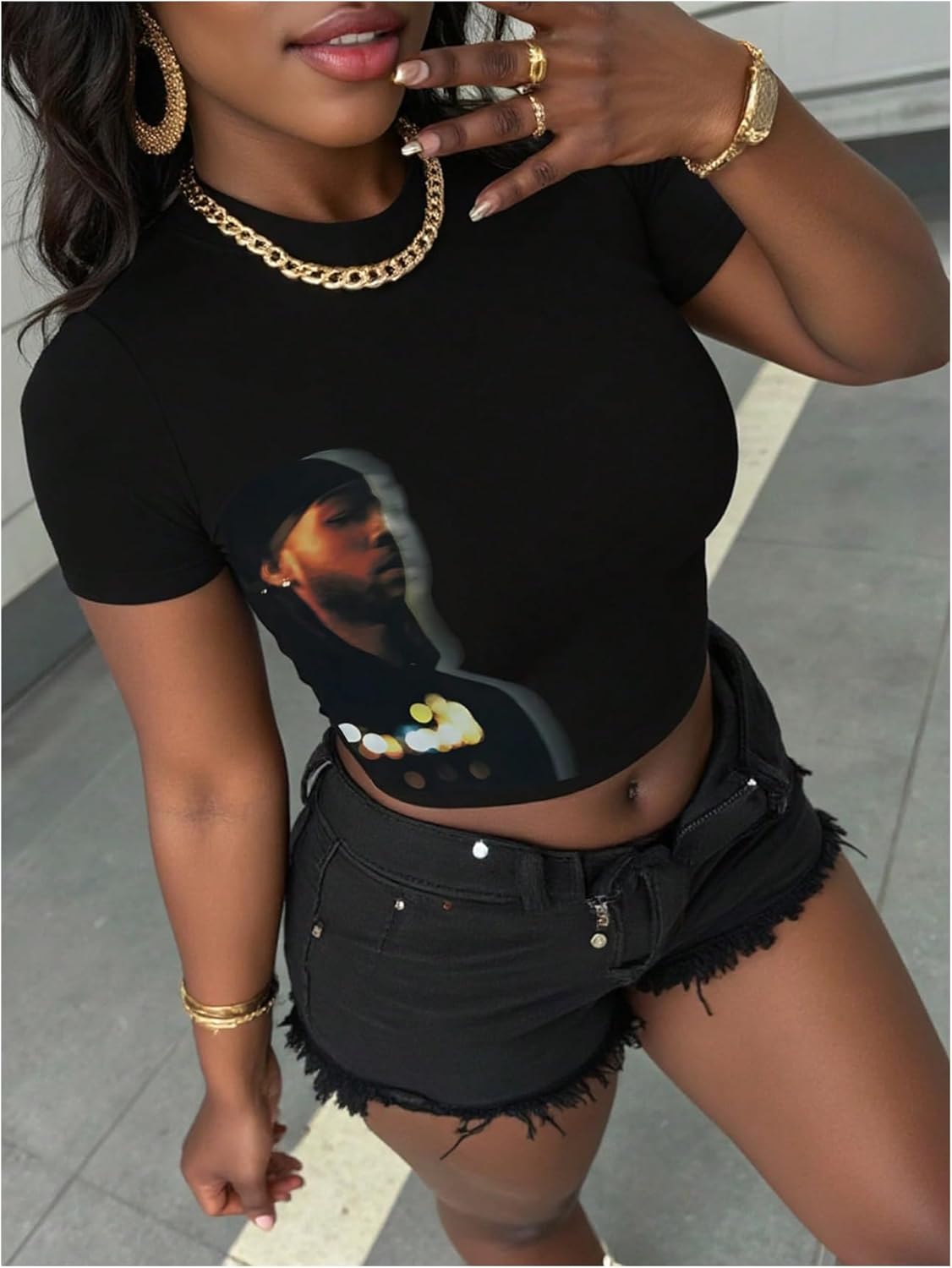 Verdusa Women's Y2K Letter Graphic T Shirt Short Sleeve Crew Neck Party Club Fitted Crop Tops - Image 3