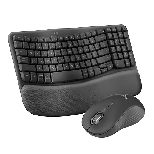 Logitech Wave Keys MK670 Combo, Wireless Ergonomic Keyboard with Signature M550 L Wireless Mouse, Comfortable Natural Typing, Bluetooth, Logi Bolt, for Multi-OS, Windows/Mac - Graphite - Graphite - Combo