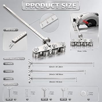 Circular Saw Guide Rail, 20in Positioning Calipers for Circular Saw, Stainless Steel Rip Cut Circular Saw Guide, Adjustable Guide Rail for Woodworking Positioning Cutting