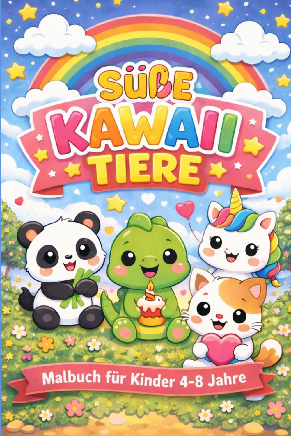 Süße Kawaii Tiere – Malbuch für Kinder 4–8 Jahre