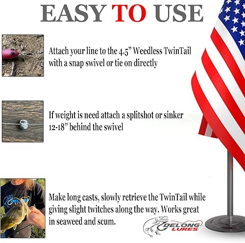 Miniatura 10 de DELONG LURES Señuelos de pesca sin malas hierbas de 3 pulgadas para lubina, crappie, bluegill, perca y trucha, vida de hundimiento lento como cebos