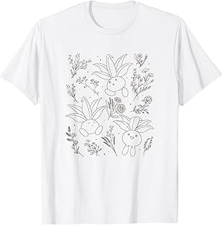 Cute Oddish Among The Flowers Outline Portrait T-Shirt