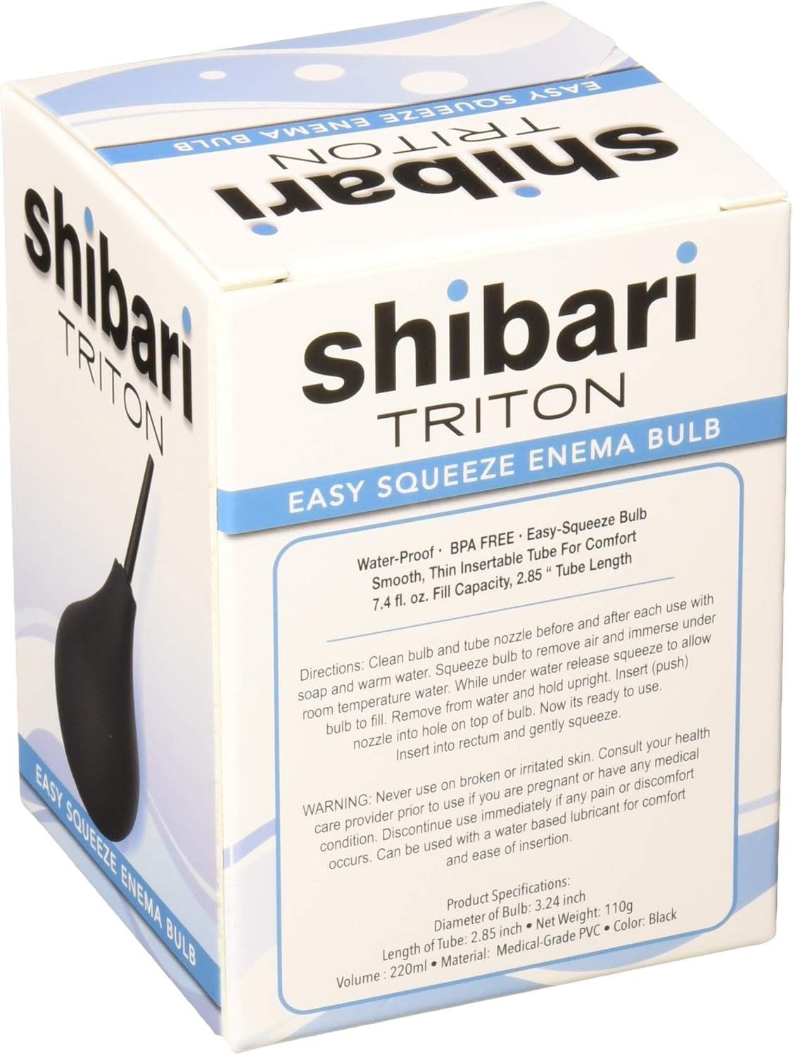 SHIBARI Triton Easy-Squeeze Enema Bulb, New & Improved Flexible Tip for Ultimate Comfort, Bpa & Phthalates Free, Ease Anal Silicone Douche for Men & Women, 7.4 Fluid Oz, Black, 1 Count : Health & Household