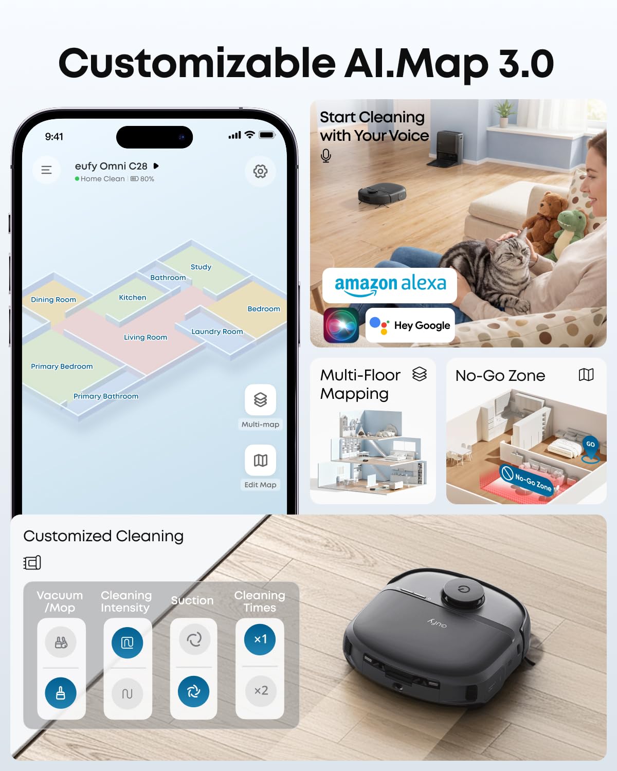 eufy C28 Robot Vacuum Cleaner and Mop Combo, 15,000 Pa, HydroJet Roller Mop view 9