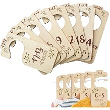 Closet Dividers for Baby Clothes, Wooden Double-Sided Hangers With Size Dividers, Organizer From Newborn to Toddler for Nursery Decor Leaf
