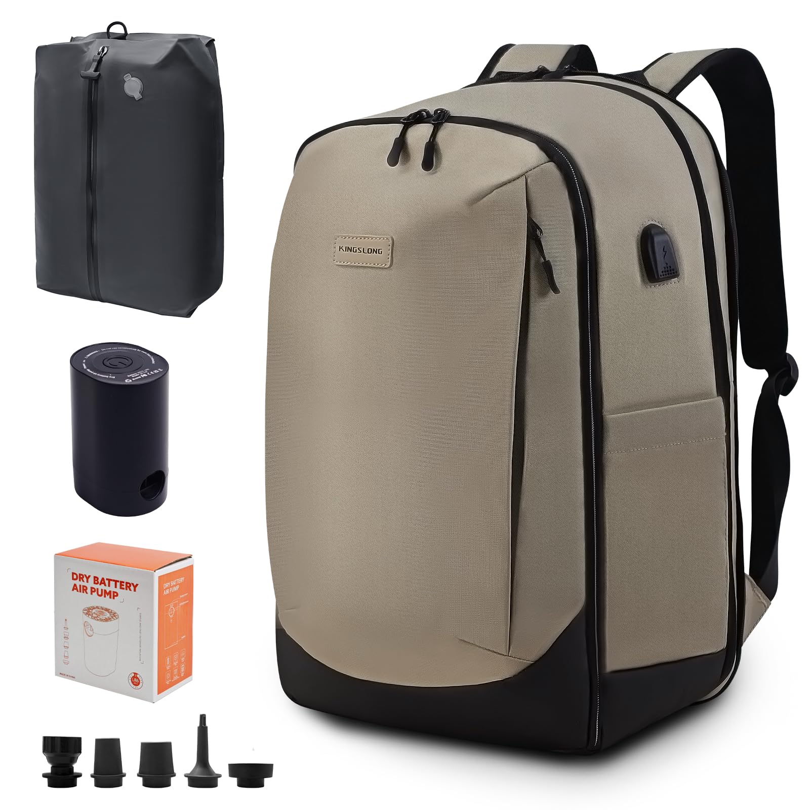 KINGSLONG Compressore sottovuoto da viaggio: Vacpack con pompa ad aria elettrica Carry on Sistema Espandibile Pack