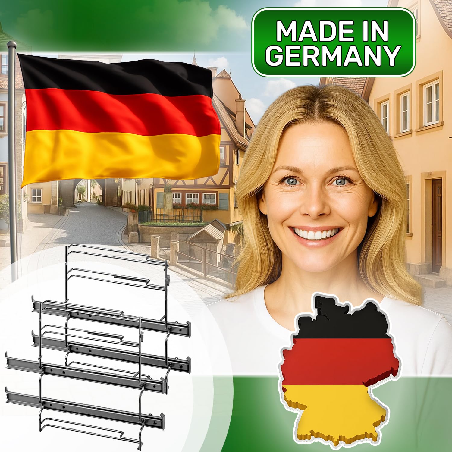 Rails Telescopiques Horno 2 Niveaux 17001568 para Bosch - MADE IN GERMANY
