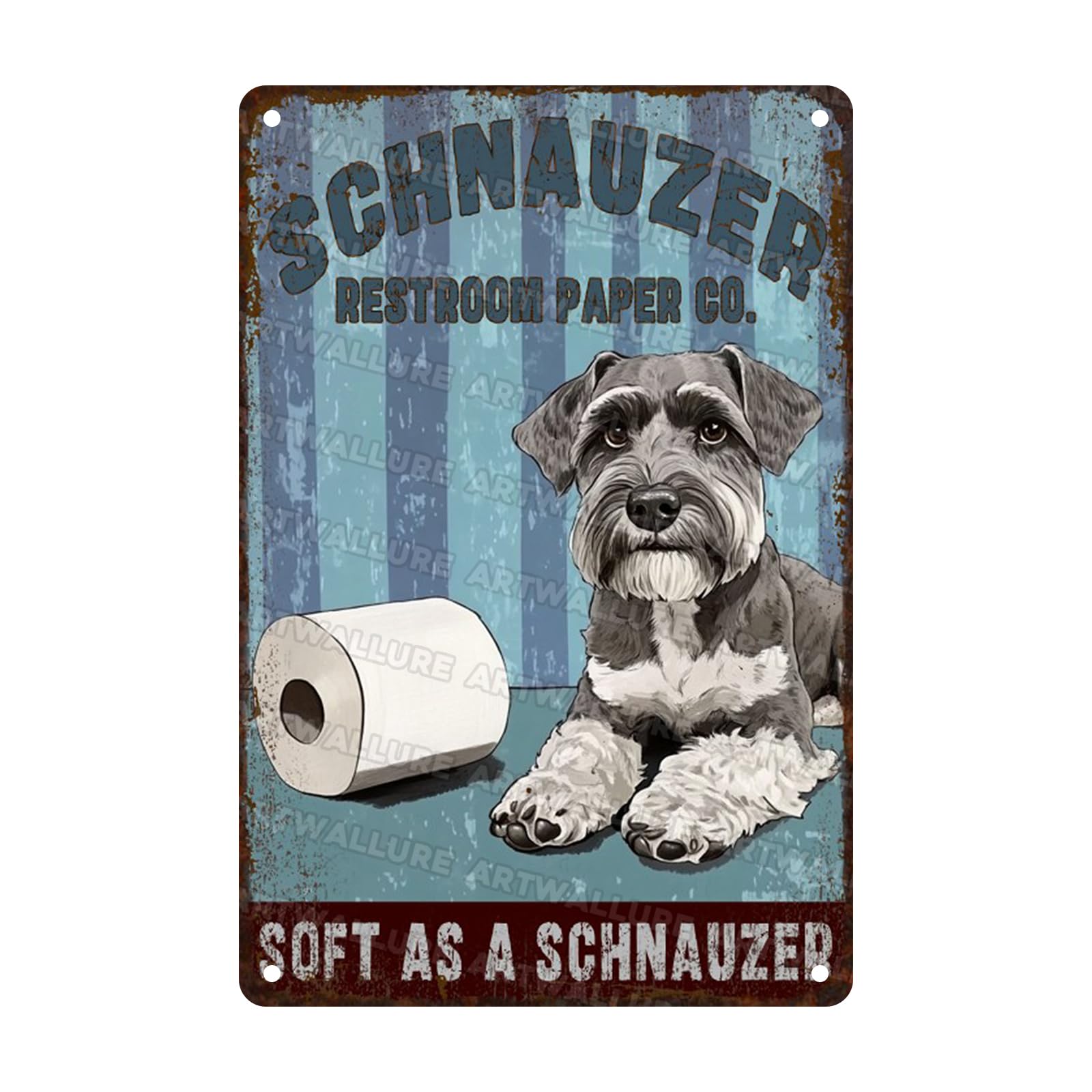 Vintage Metal Tin Sign Schnauzer Restroom Paper Co Wall Art Sign Home Bar Man Cave Cafe Club Wall Bathroom Decor 8x12inch