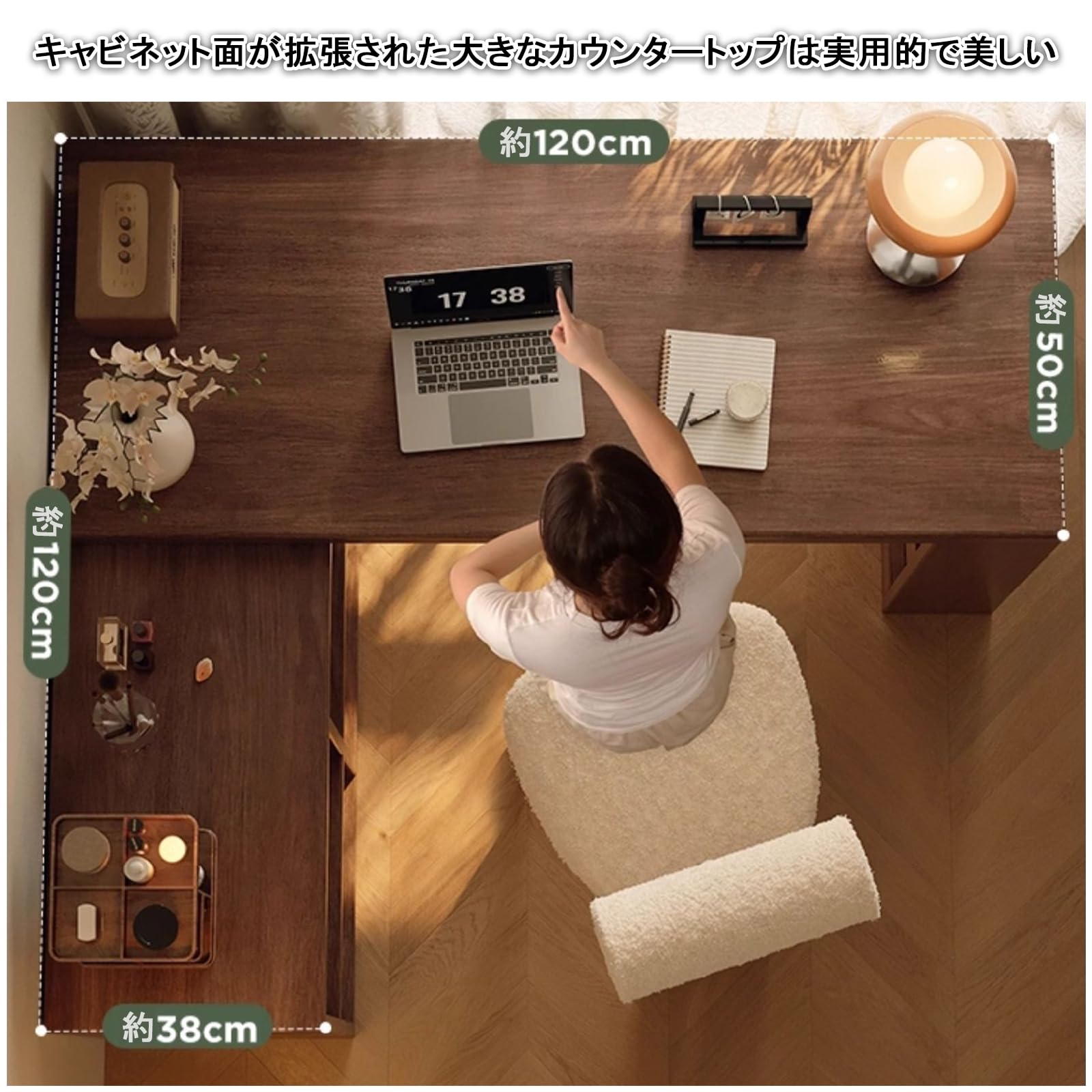 Amazon | L字デスク 収納付き パソコンデスク 作業机 本棚一体型 化粧