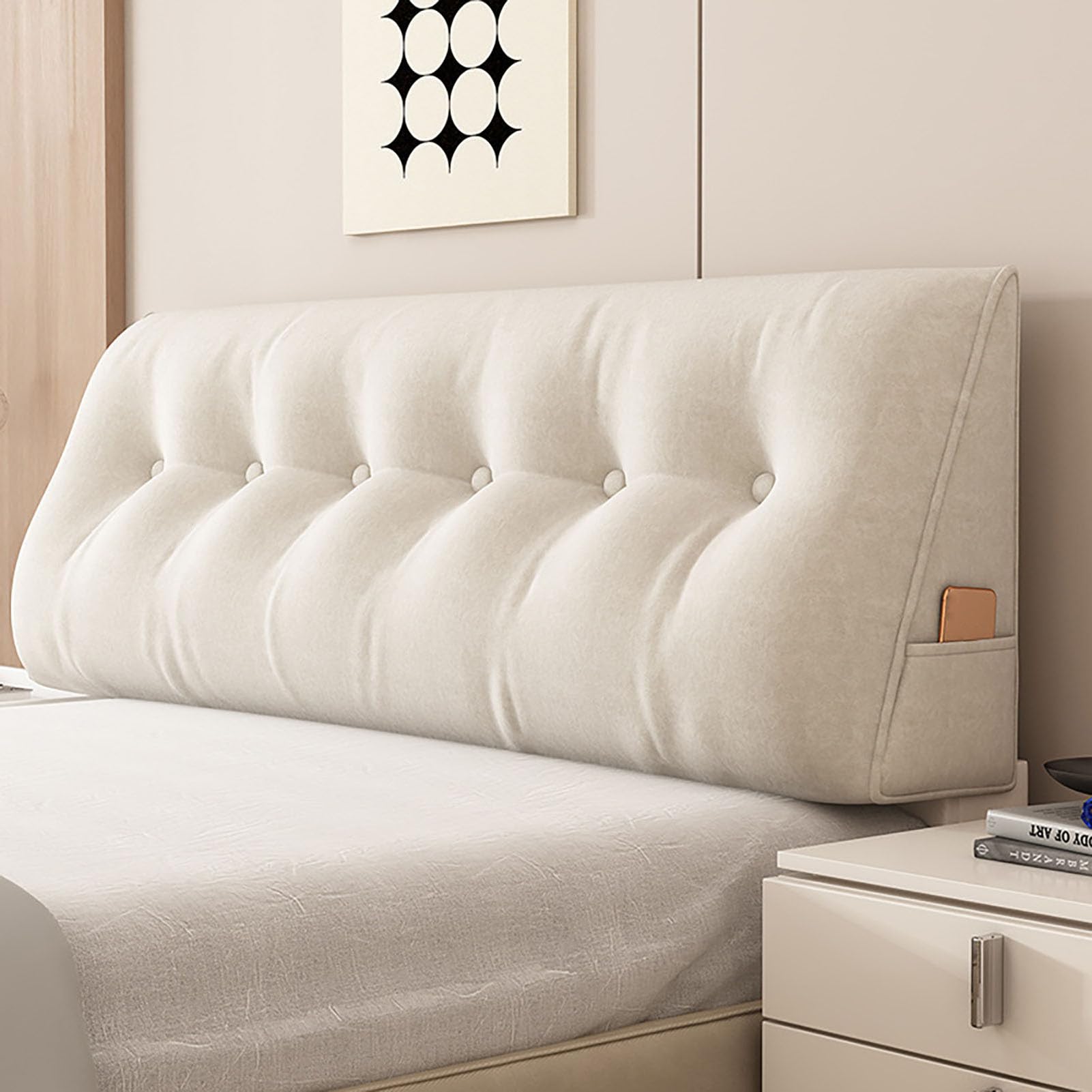 Gycf White Headboard Pillow Reading Cushion Pillow Triangular Wedge Pillow Positioning Support Backrest Bed Sofa Day Couch Large Cushion Upholstered,,180 * 50 * 20Cm