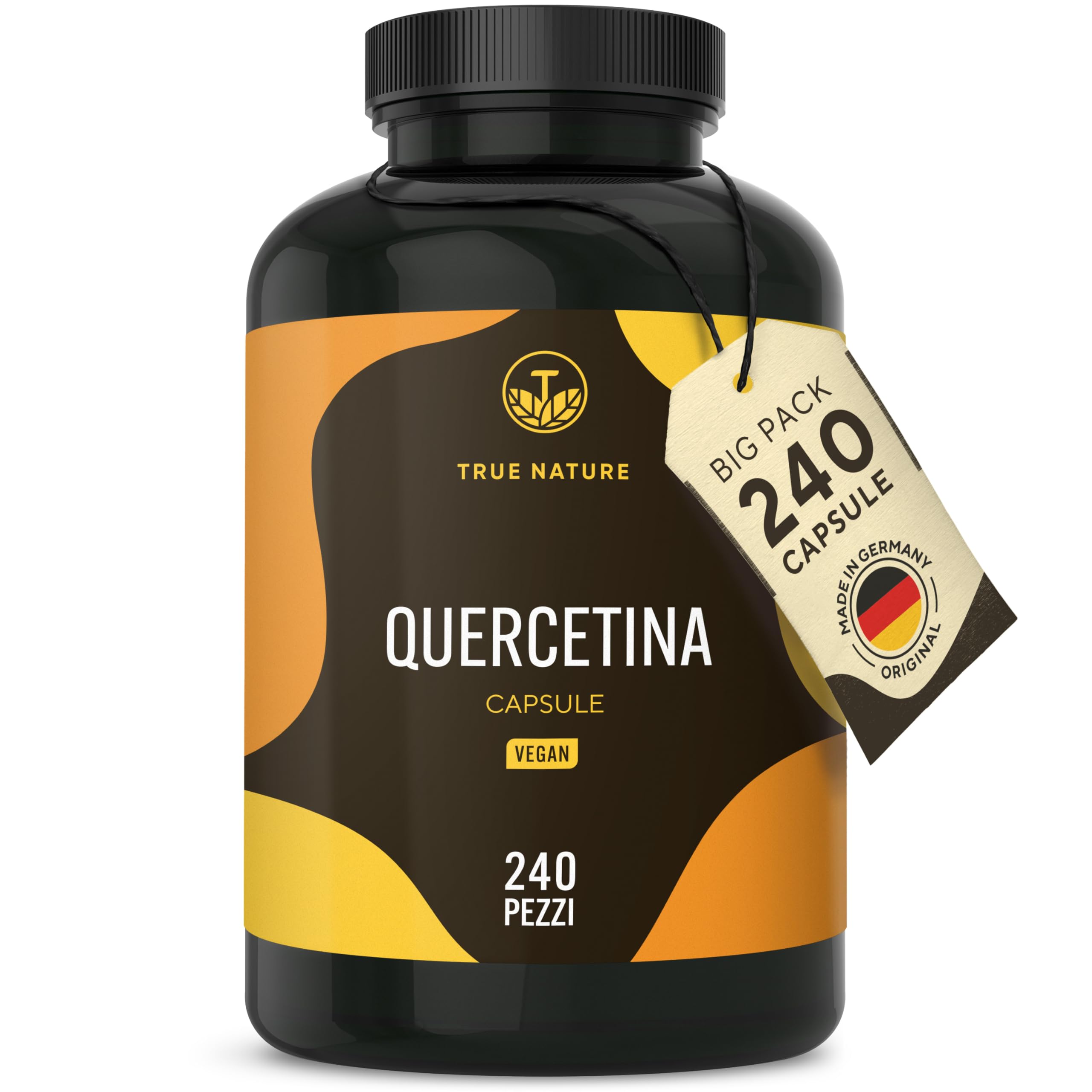 Quercetina 500mg pura - 240 Capsule - Vegan - Produzione tedesca - Materia prima premium: estratto di fiori di Sophora japonica - Testato in laboratorio, altamente dosato - TRUE NATURE®