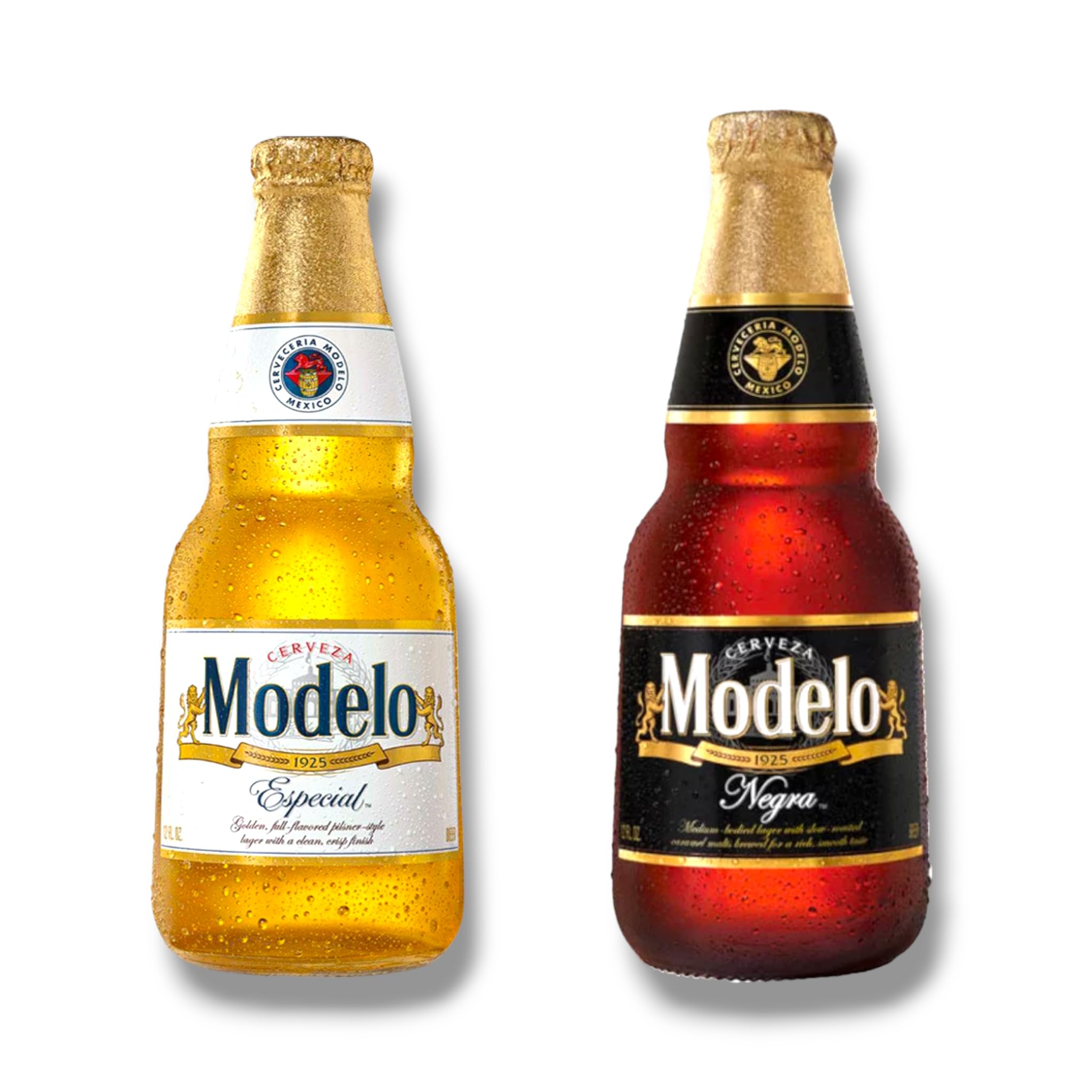 Modelo Bier Mix- 12 x Cerveza Modelo Especial 0,35l & 12 x Modelo Negra 0,35l- Mexiko- Inkl. Haus der Biere Berlin Bierdeckel (24 Flaschen)