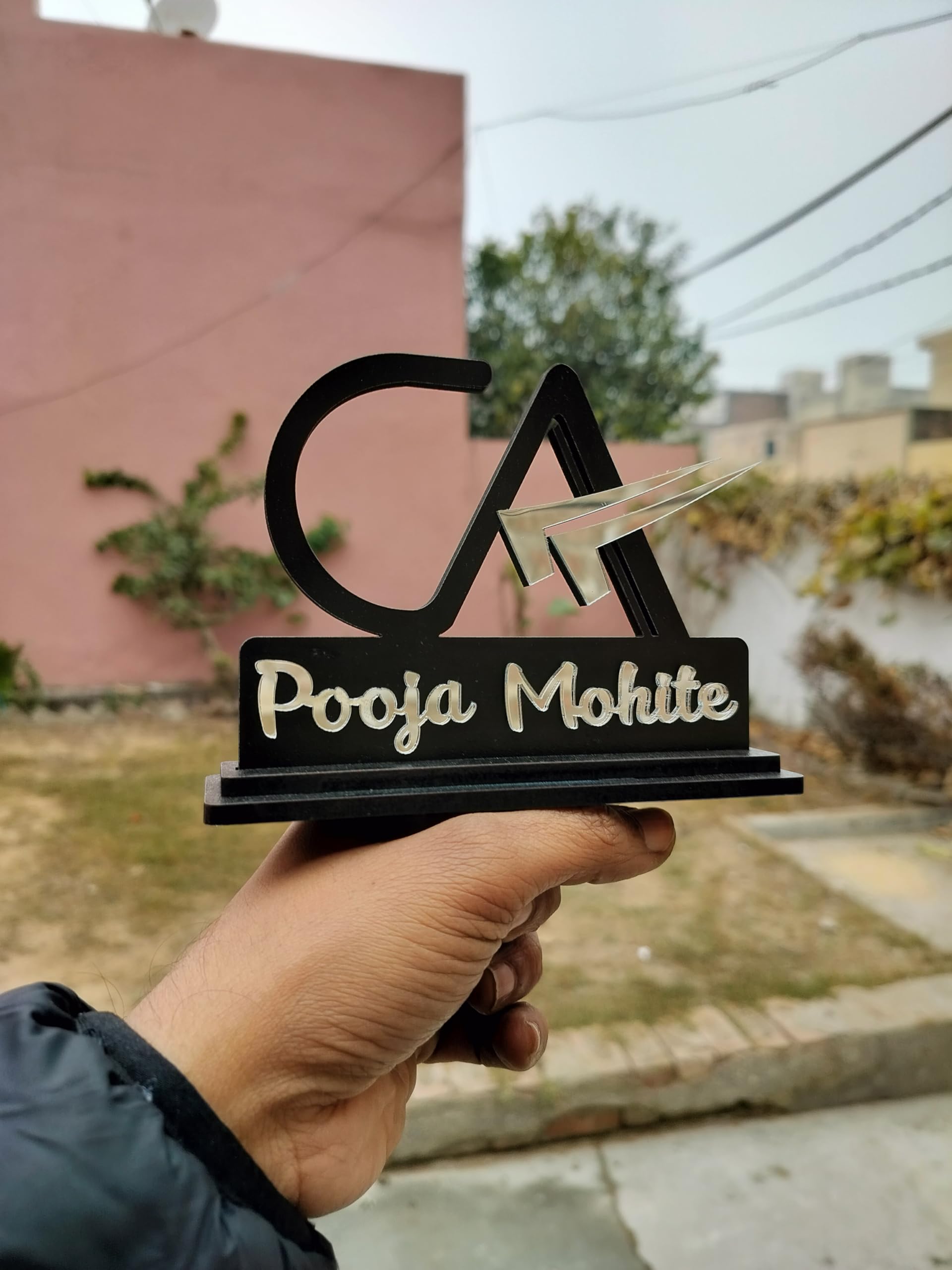 Chartered Accountant CA Office Desk Name Plate Crafted with Imported MDF nd Mirror Acrylic | with New CA Logo | Best Gift for CA — Amazon image 5