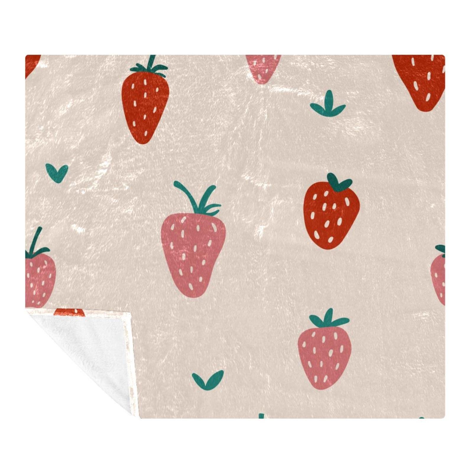 Couverture douce et confortable en polaire isolante motif fraise 150x200