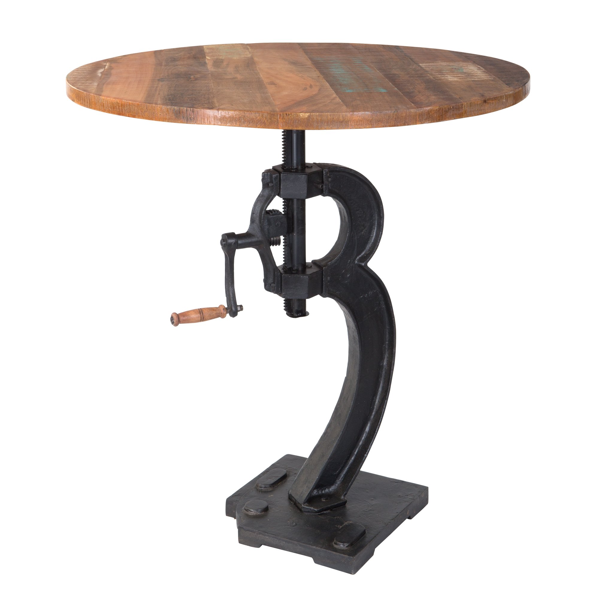 Yosemite Home Decor Industrial Adjustable Table, Hand Painted Mango Table Top Finish