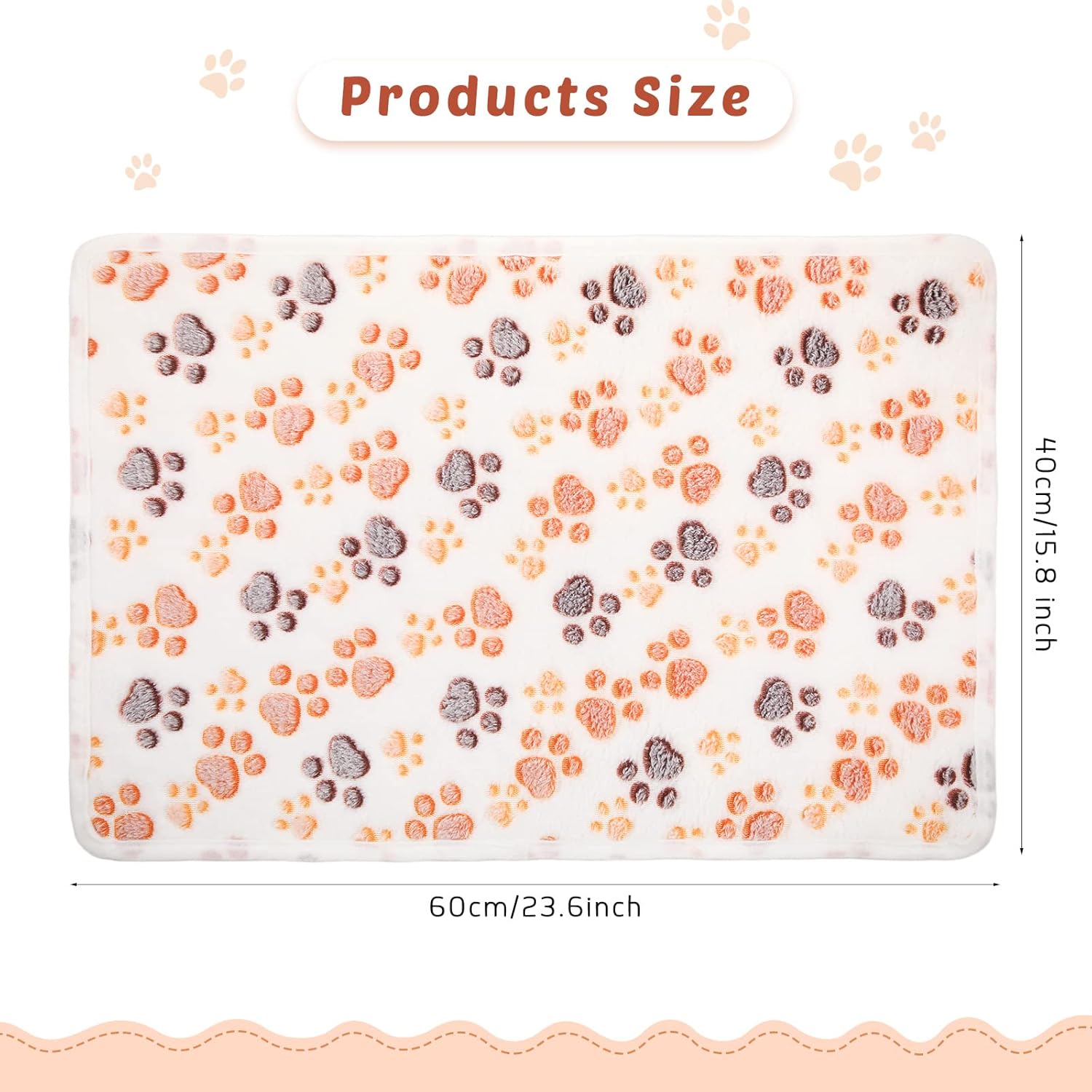 Tegeme 8 Pcs Fleece Dog Blankets for Small Dogs Cat Soft Coral Velvet Warm Sleep Mat Fluffy Dog Paw Print Blanket for Kitten Doggy Small Animal(24 x 16 Inch,White) - Image 3