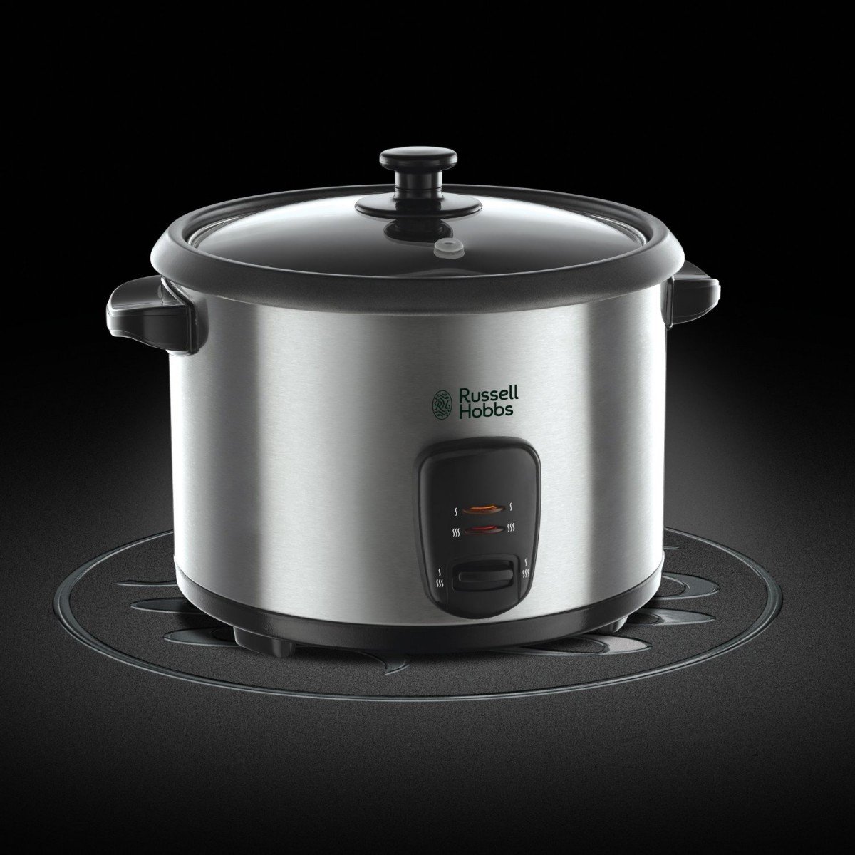 Russell Hobbs Reiskocher [1,8l] inkl. Dampfgarer -Einsatz (Warmhaltefunktion, antihaftbeschichteter Gartopf, Reislöffel & Messbecher, Edelstahl, Glas-Deckel, Schongarer für Gemüse & Fisch etc)19750-56