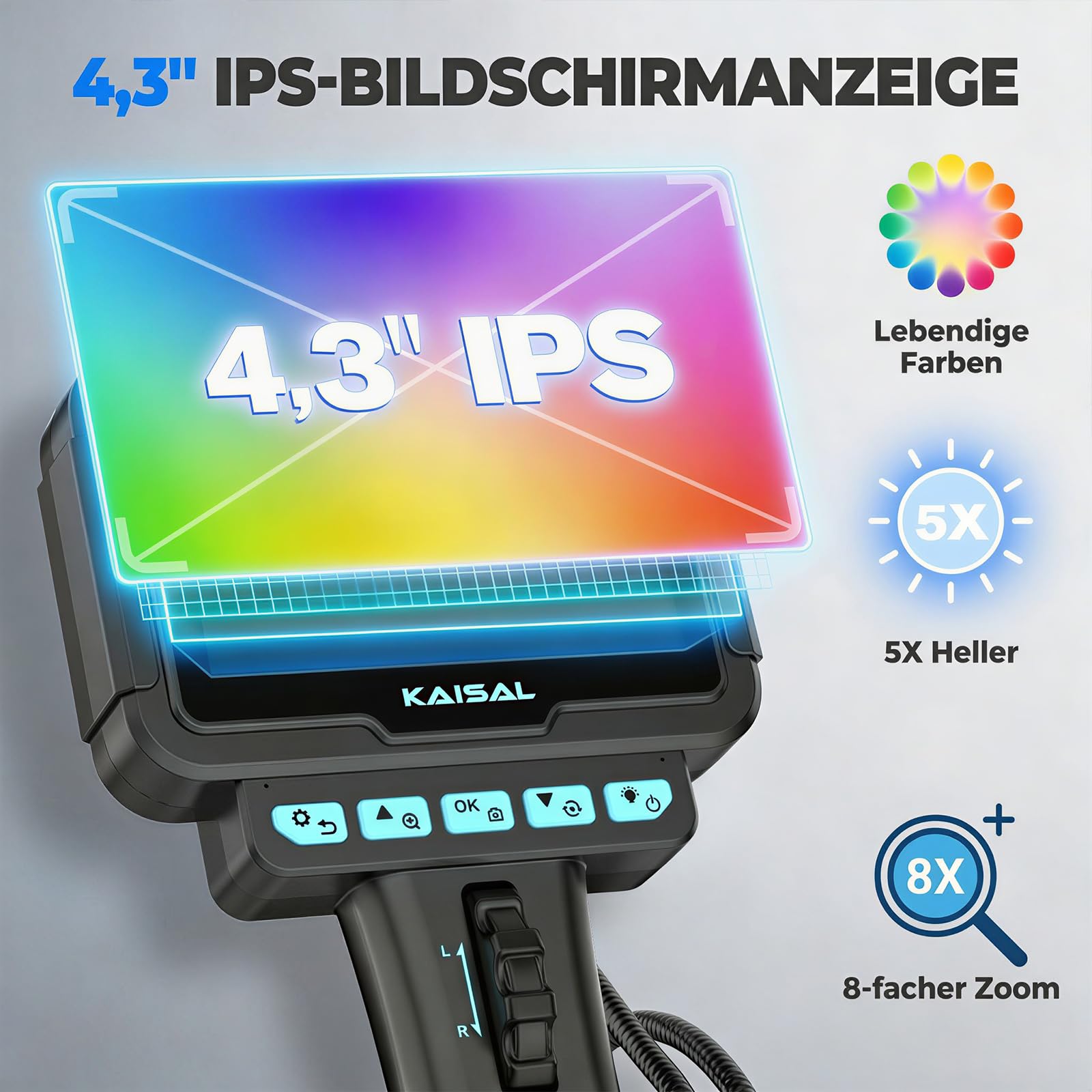 KAISAL 6.25mm Endoskopkamera 210° Beweglicher Kopf Inspektionskamera