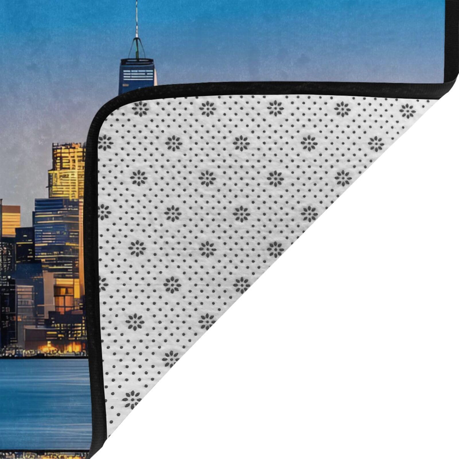 Beautiful City Sky Line Tapis antidérapant en fausse fourrure bien conçu pour le salon, la chambre, le bureau et plus encore 203,2 x 147,3 cm