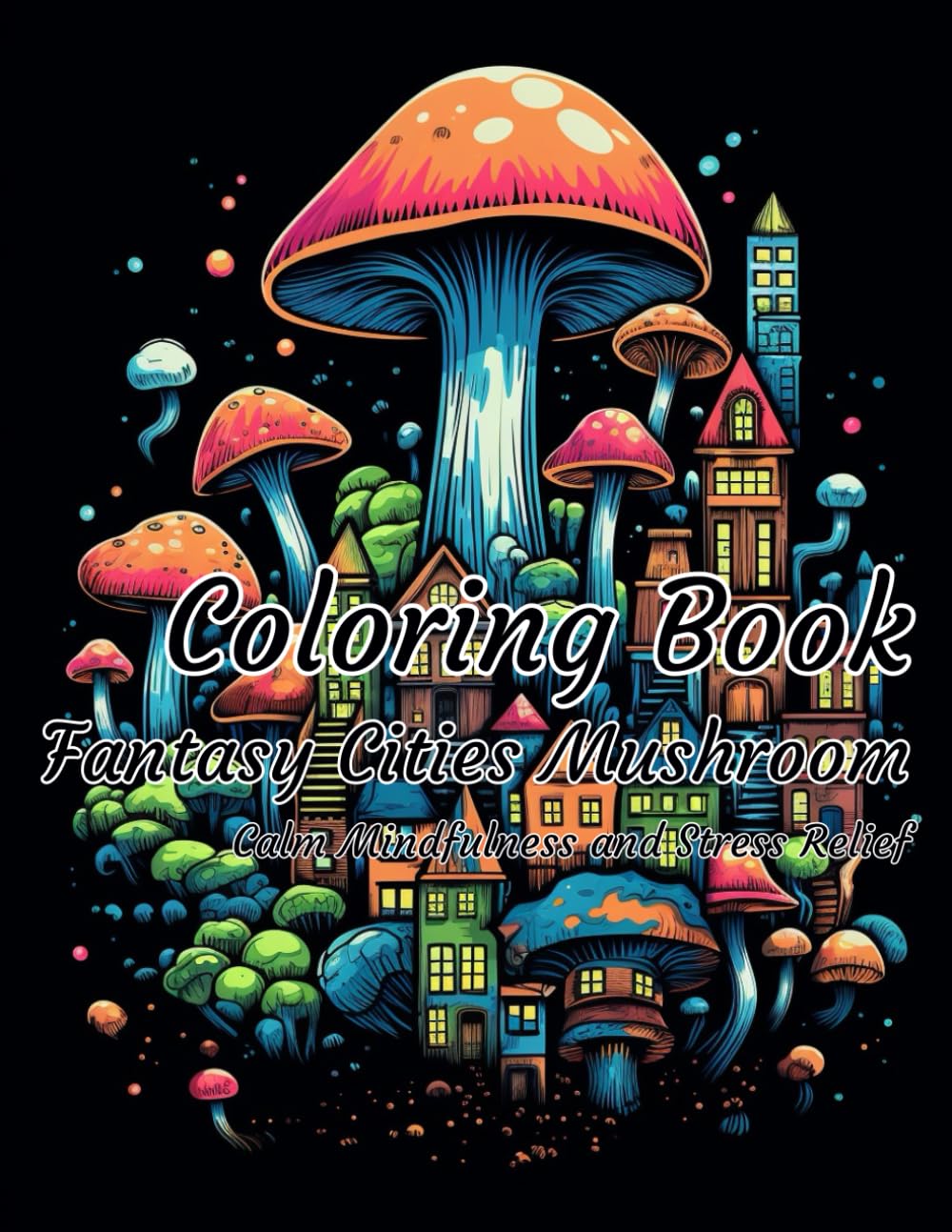 Fantasy Cities Mushroom Coloring Book: Enchanted Mushroom Metropolis, Relaxing Fantasy Cities for Stress Relief Coloring: Imaginarium Skylines, 50 ... Mushroom Cityscapes for Anxiety Relief
