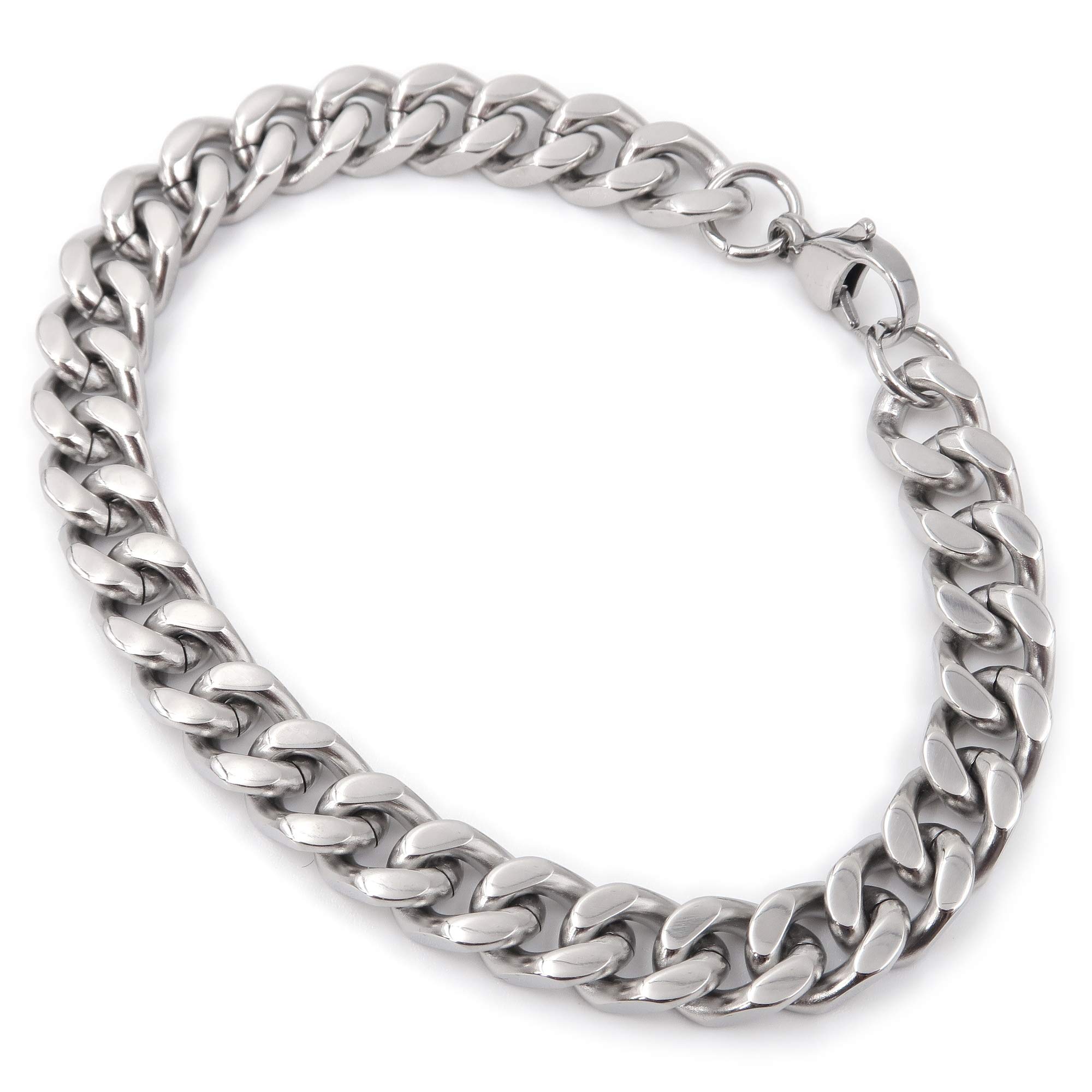 Steelmeup Stainless Steel Simple Curb Cuban Link Chain Bracelet for Men Boys 8mm 8inch (B07Z7J35GM) Amazon Price History, Amazon Price Tracker