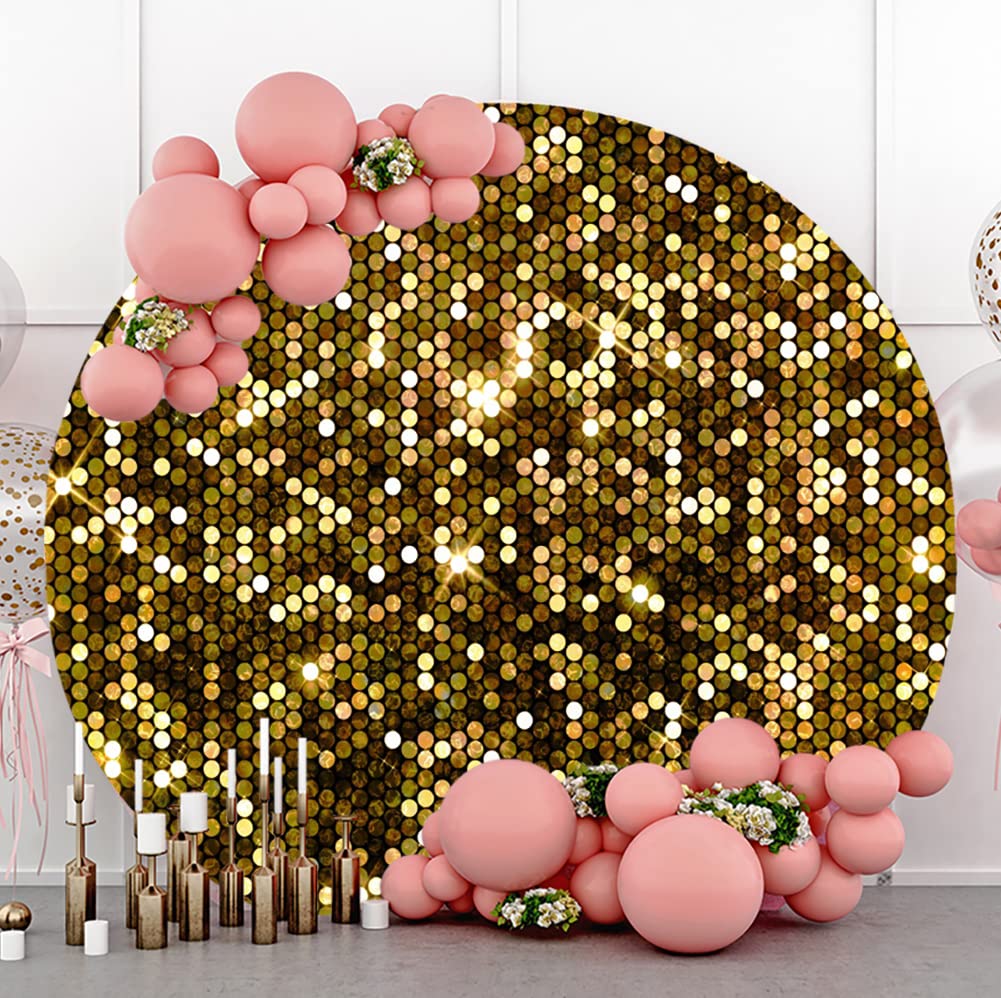 Aoihrraan 200cm Diamètre Toile Fond Paillettes Dorées Rondes Paillettes Shimmer Flash Mur Photographie Fond Fiançailles Mariage Anniversaire Fête Nouveau Né Filles Adulte Portrait Photo Accessoires